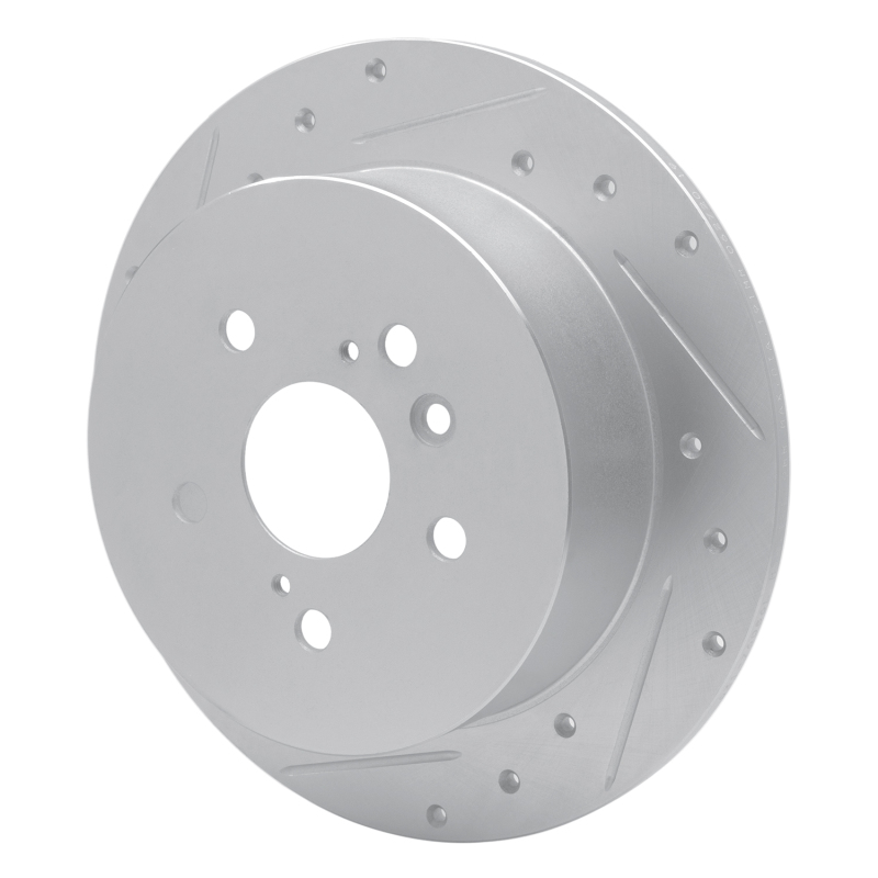 Toyota Venza Brake Rotor (1) - Rear Left - R1 Concepts - Drilled & Slotted - Silver - `09-`15